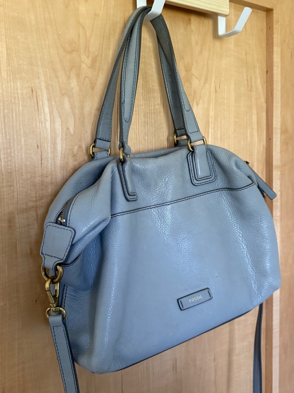 Fossil Slate Leather Shoulder Bag with Matching Wallet - Picture 3 of 5